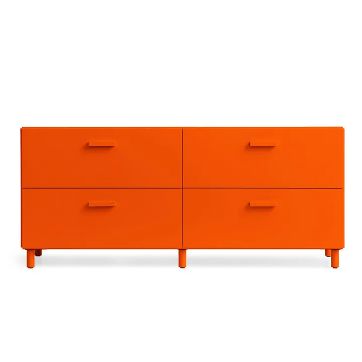 String - Relief Commode avec pieds, basse, 123 x 41 x 46,6 cm, orange