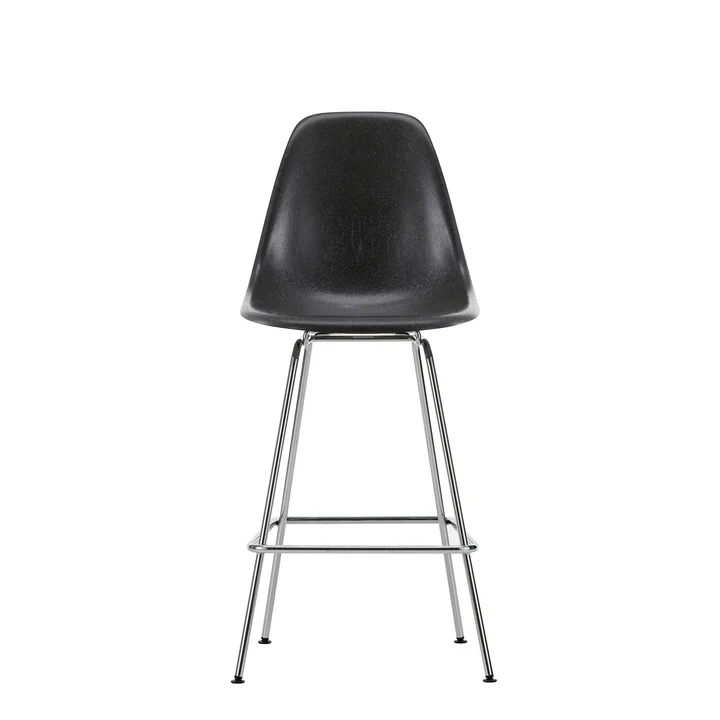 Eames Fiberglass Chaise de bar, medium, chromé / elephant hide-grey de Vitra