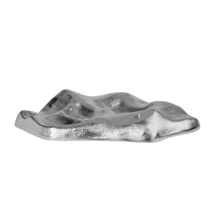 Lumos bougeoir, L36 x P30 x H6 cm, finition argent de Broste Copenhagen