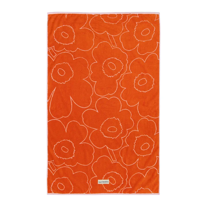 Piirto Unikko serviette de bain, 100 x 160 cm, orange brûlé / rose de Marimekko