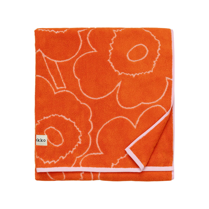 Piirto Unikko serviette de bain, 100 x 160 cm, orange brûlé / rose de Marimekko