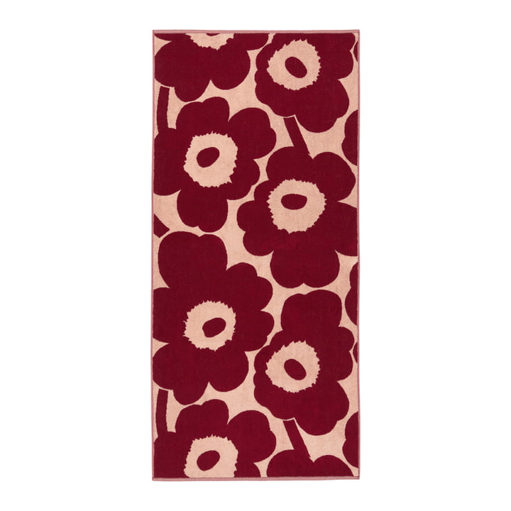 Marimekko - Unikko Serviette de bain, 70 x 150 cm, rose / dark cherry