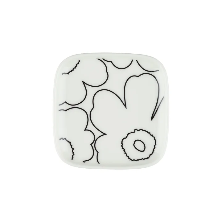 Oiva Piirto Unikko Assiette, 10 x 10 cm, blanc / noir de Marimekko