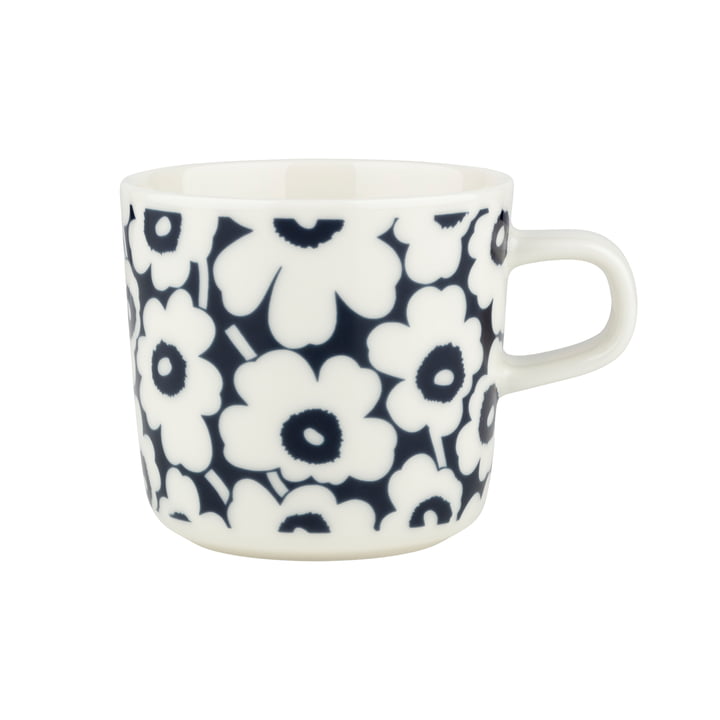 Marimekko - Oiva Pikkuinen Unikko Tasse avec anse, 200 ml, bleu foncé / blanc