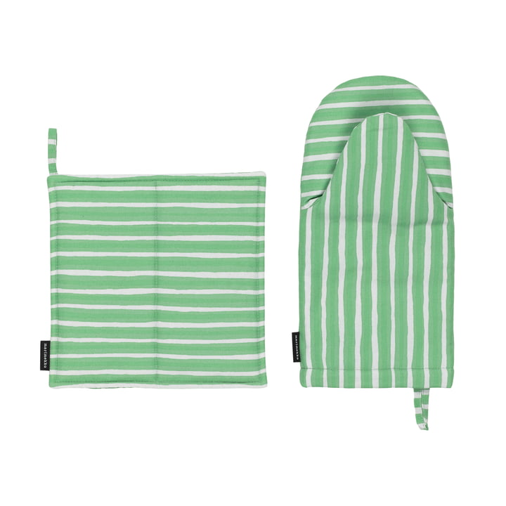 Gant de four Piccolo & Maniques, gris clair / spring green (set de 2) de Marimekko