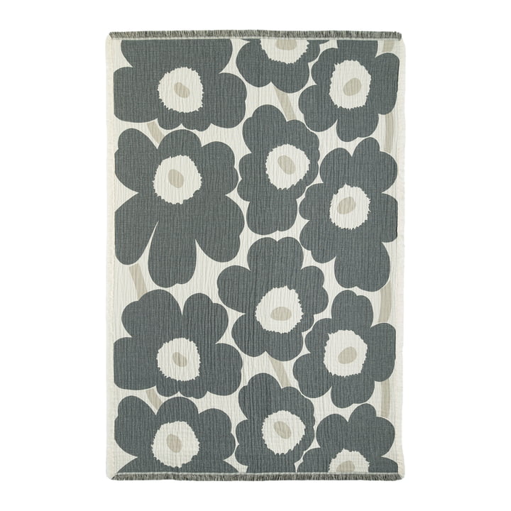 Unikko couverture, 150 x 220 cm, blanc cassé / charcoal / sable de Marimekko