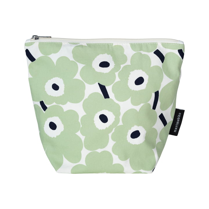 Mini Unikko Kaje trousse de toilette, blanc cassé / sage / bleu foncé de Marimekko