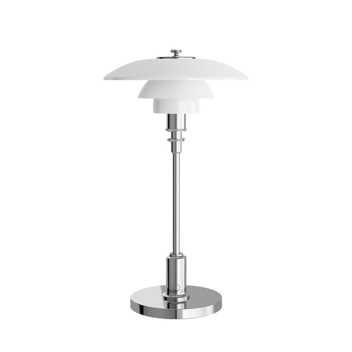 PH 2/1 Portable Lampe de table LED à accu, chromée de Louis Poulsen