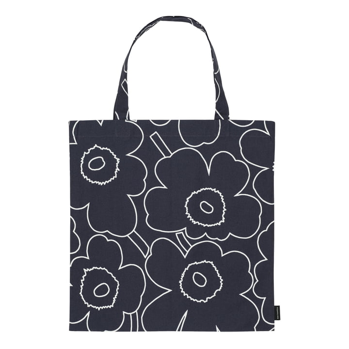 Pieni Piirto Unikko sac en coton, noir / blanc de Marimekko