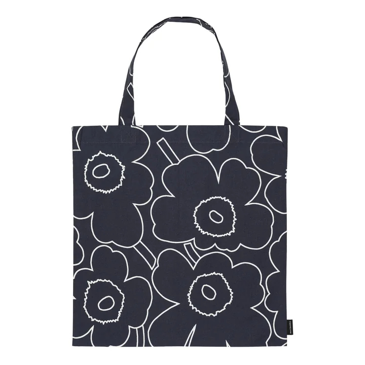 Pieni Piirto Unikko sac en coton, noir / blanc de Marimekko
