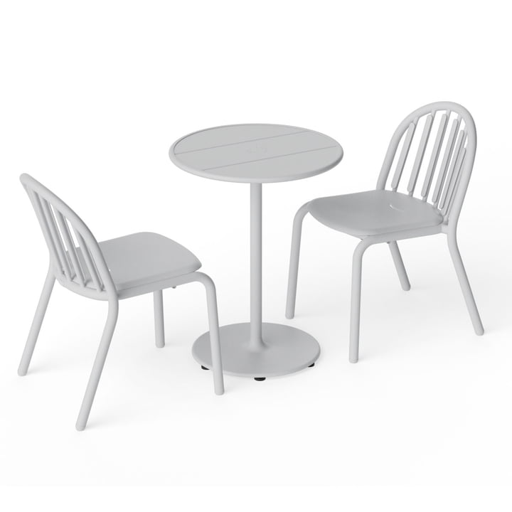 Fred's Outdoor table Ø 60 cm + chaise (set de 2), gris clair (édition exclusive) de Fatboy