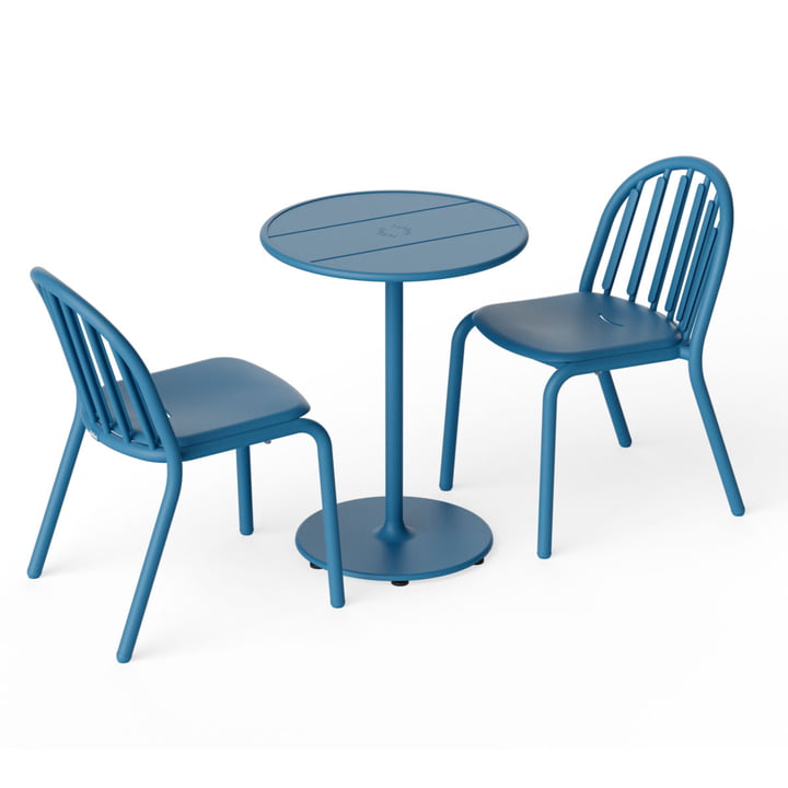 Fred's Outdoor table Ø 60 cm + chaise (set de 2), wave blue (édition exclusive) de Fatboy