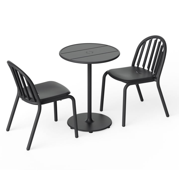 Fred's Outdoor table Ø 60 cm + chaise (set de 2), anthracite (édition exclusive) de Fatboy