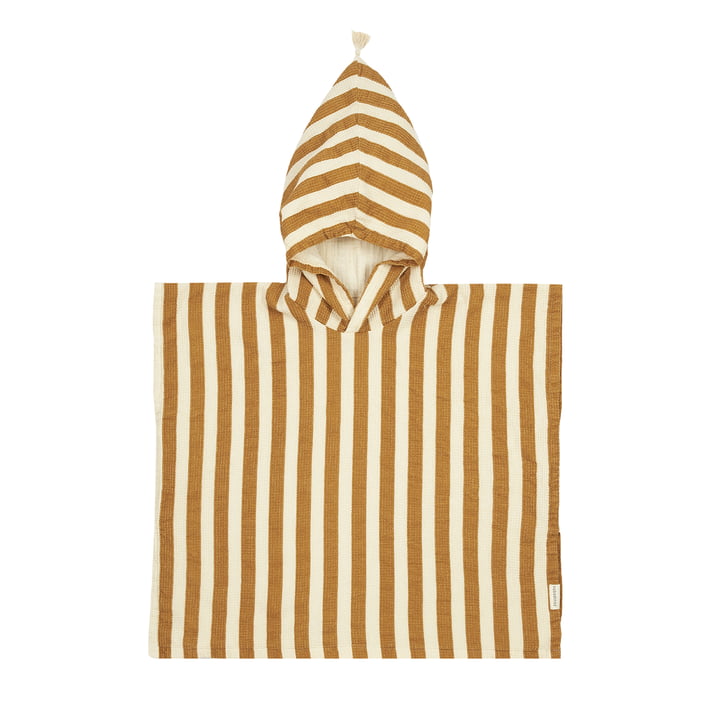 Portofino Poncho en mousseline, honey stripes waffle de Nobodinoz