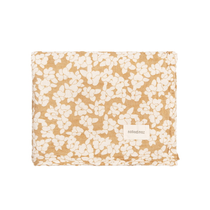 Nobodinoz - Wabi Sabi Mousseline avec pochette, 70 x 70 cm, golden brown sakura