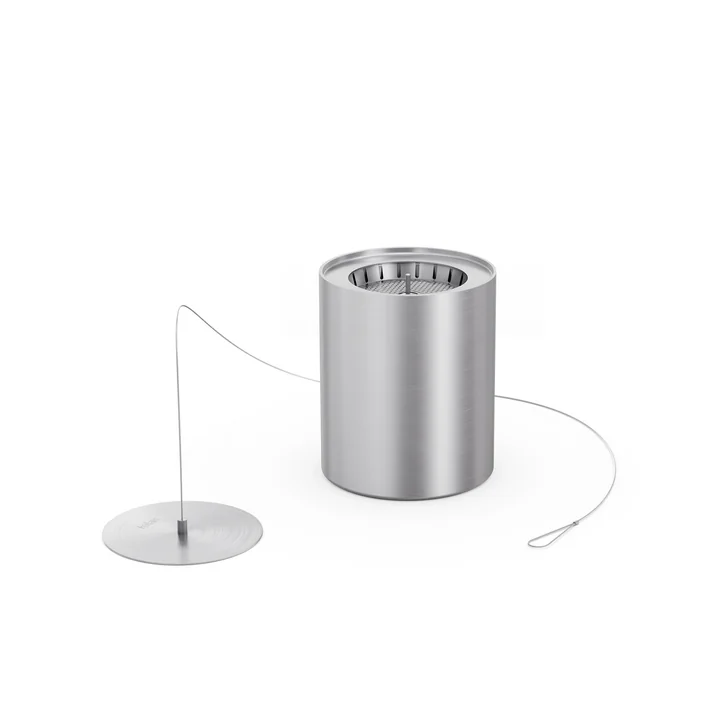 Spin Bio- Burner 90 avec Eco-Ring et couvercle éteignoir, argent de höfats