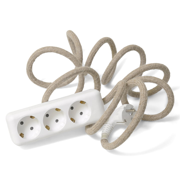 NUD Collection - Extension Cord triple prise, natural linen (TT-00)