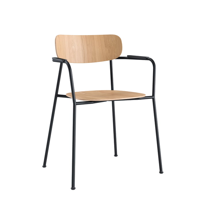 Scope Chaise avec accoudoirs, piétement noir / chêne teinté blanc de Andersen Furniture