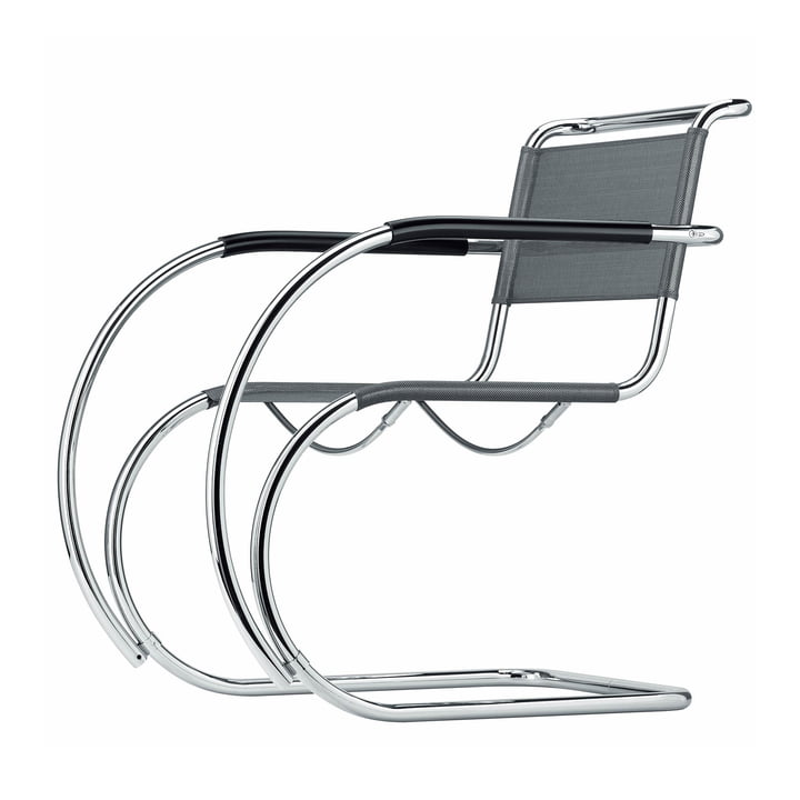 S 533 NF Fauteuil, chrome / résille synthétique noire de Thonet