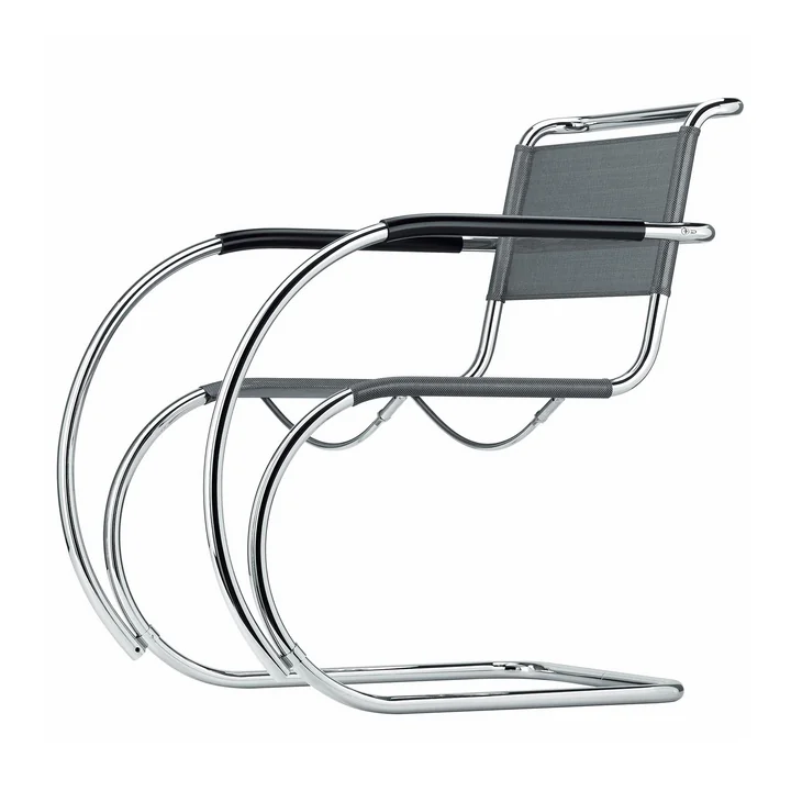 S 533 NF Fauteuil, chrome / résille synthétique noire de Thonet