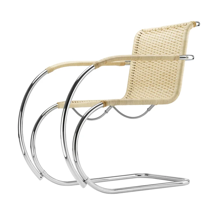 S 533 RF Chaise avec accoudoirs, piétement chromé / osier de Thonet