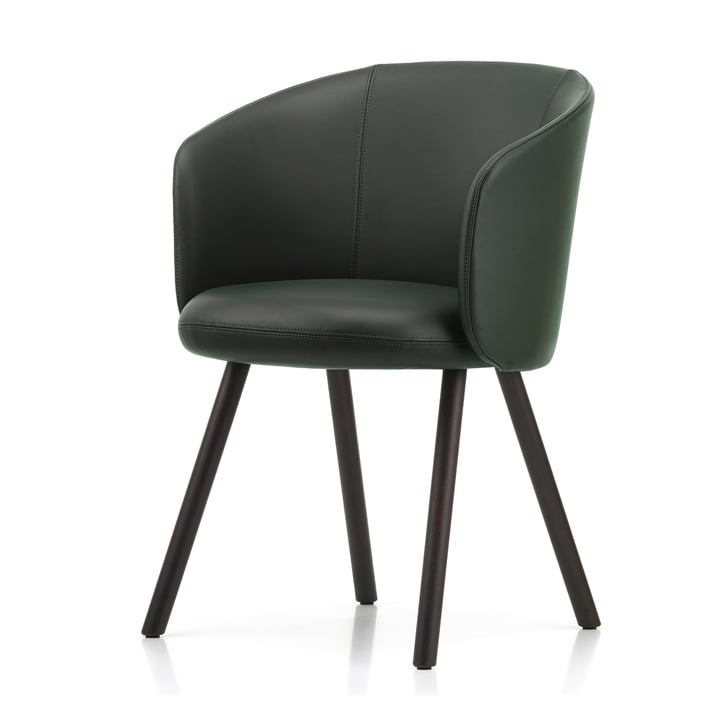 Mikado fauteuil, jade (cuir Premium F 59) / chêne foncé de Vitra