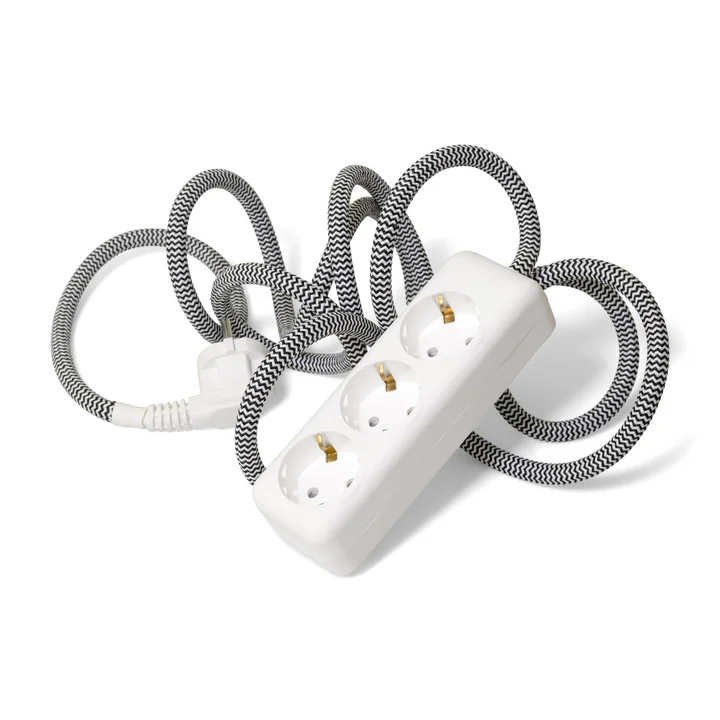 NUD Collection - Extension Cord triple prise, noir / blanc (TT-90)
