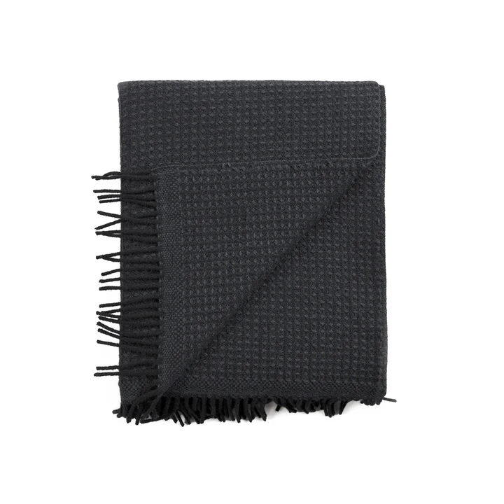 Røros Tweed - Couverture en laine Vega 210 x 150 cm, noire