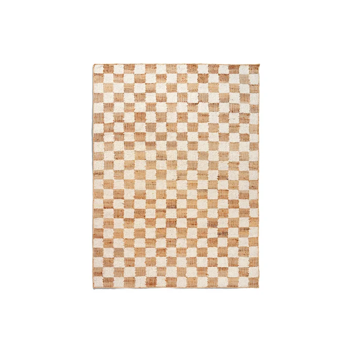Ferm Living - Check Tapis en laine et jute, 140 x 200 cm, blanc cassé / natural