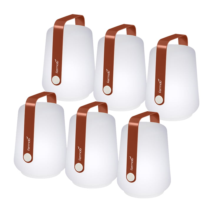 Fermob - Balad Lampe LED rechargeable H 12 cm, ocre rouge (lot de 6)