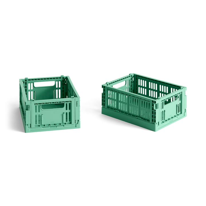 Colour Crate Panier Mini, 17 x 13 cm, dark mint , recycled (set de 2) de Hay