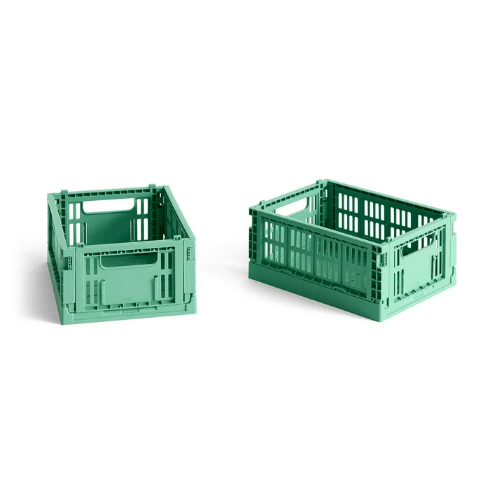 Colour Crate Panier Mini, 17 x 13 cm, dark mint , recycled (set de 2) de HAY