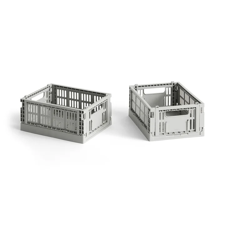Colour Crate Panier Mini, 17 x 13 cm, light grey, recycled (set de 2) de HAY