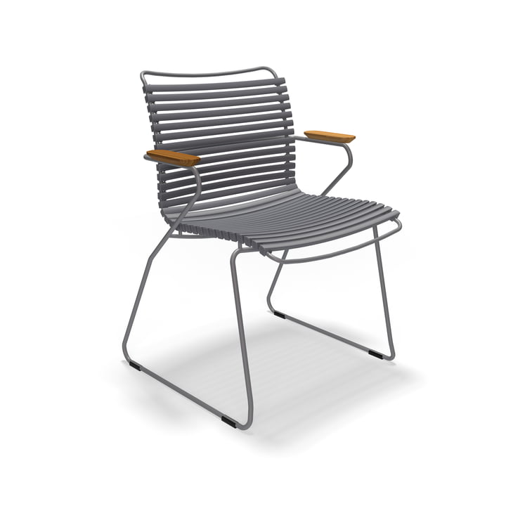 HOUE - CLICK Outdoor Dining fauteuil à dossier bas, gris foncé