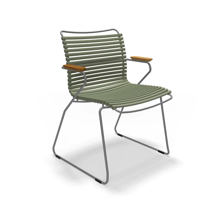 HOUE - CLICK Outdoor Dining fauteuil à dossier bas, vert olive