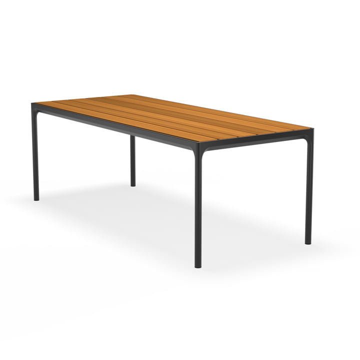 HOUE - FOUR Table d'extérieur, 210 x 90 cm, bambou / noir