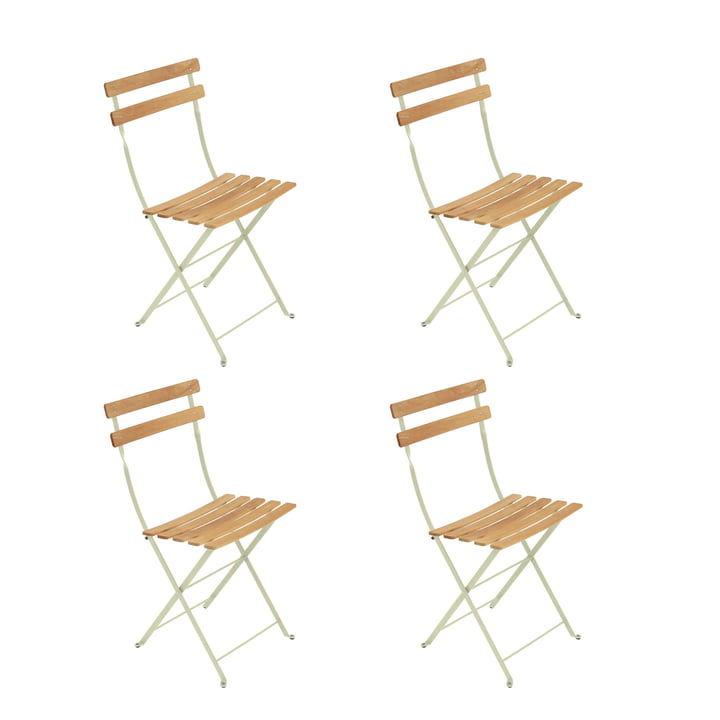 Fermob - Bistro Chaise pliante Naturel, vert lime (set de 4)