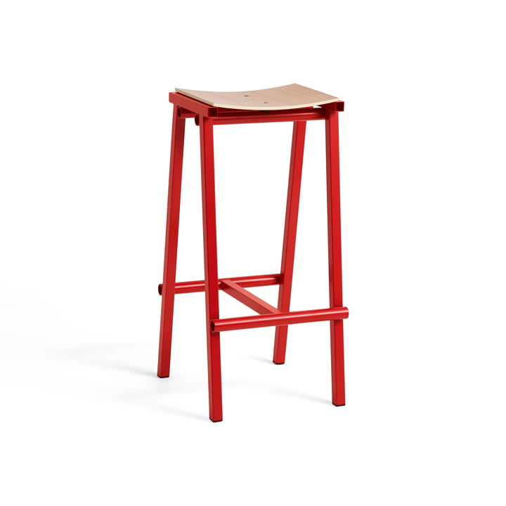 Taburete 8 - Tabouret de Bar, haut, signal red / chêne de Hay