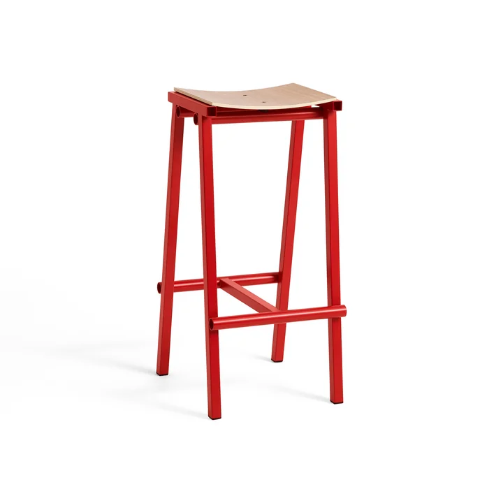 Taburete 8 - Tabouret de Bar, haut, signal red / chêne de HAY