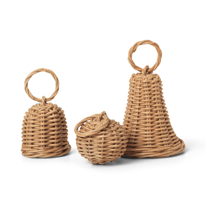 Boules de cloches tressées, naturel (set de 3) de ferm Living