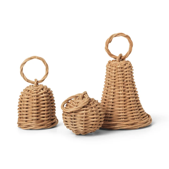 Boules de cloches tressées, naturel (set de 3) de Ferm Living