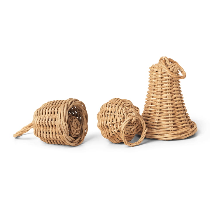 Boules de cloches tressées, naturel (set de 3) de ferm Living