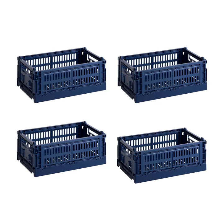 HAY - Colour Crate Panier S, 26,5 x 17 cm, dark blue, recycled (set de 4)