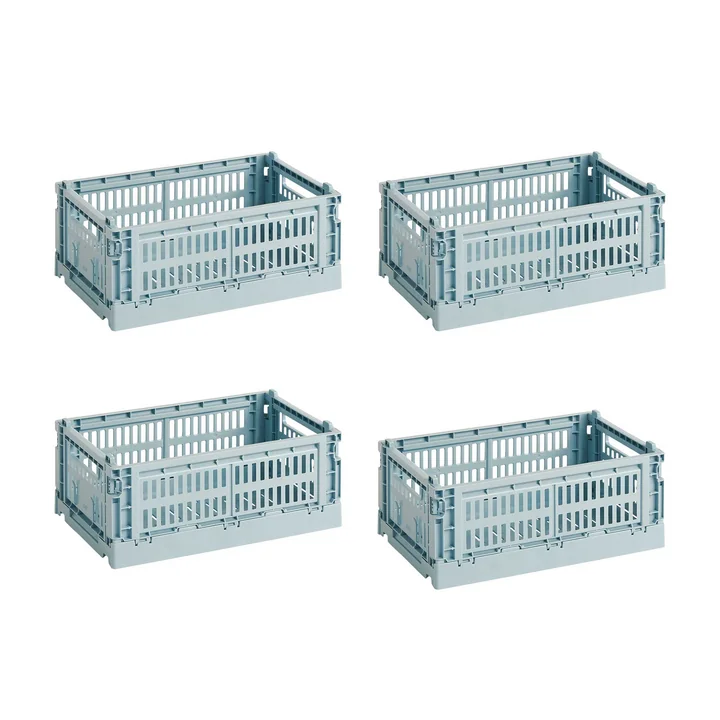 HAY - Colour Crate Panier S, 26,5 x 17 cm, dusty blue, recycled (set de 4)