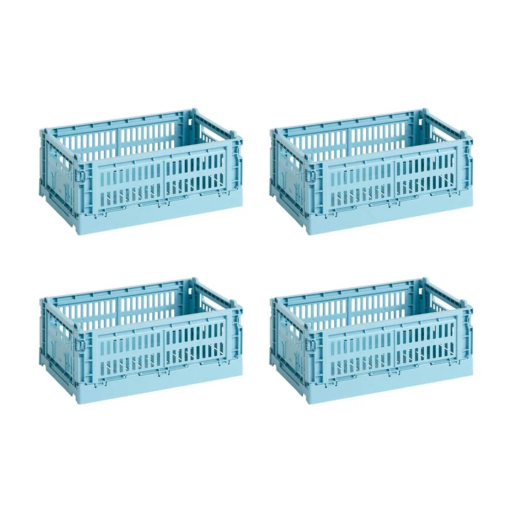 HAY - Colour Crate Panier S, 26,5 x 17 cm, light blue, recycled (set de 4)