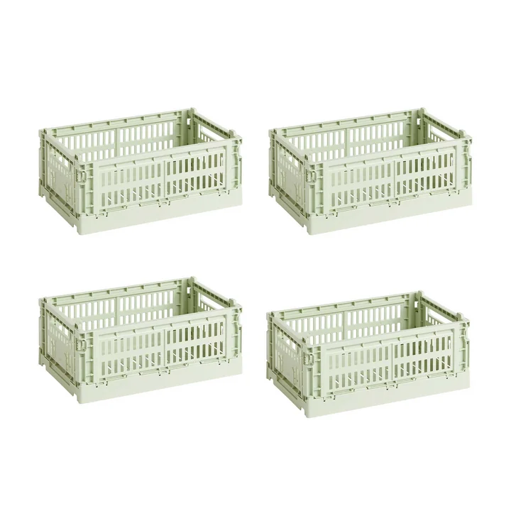 HAY - Colour Crate Panier S, 26,5 x 17 cm, mint, recycled (set de 4)