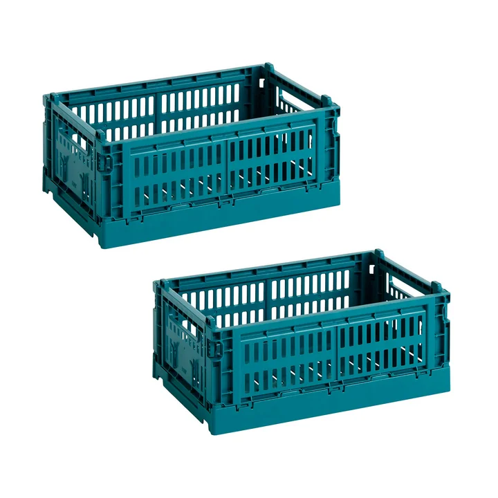 HAY - Colour Crate Panier S, 26,5 x 17 cm, ocean green, recycled (lot de 2)