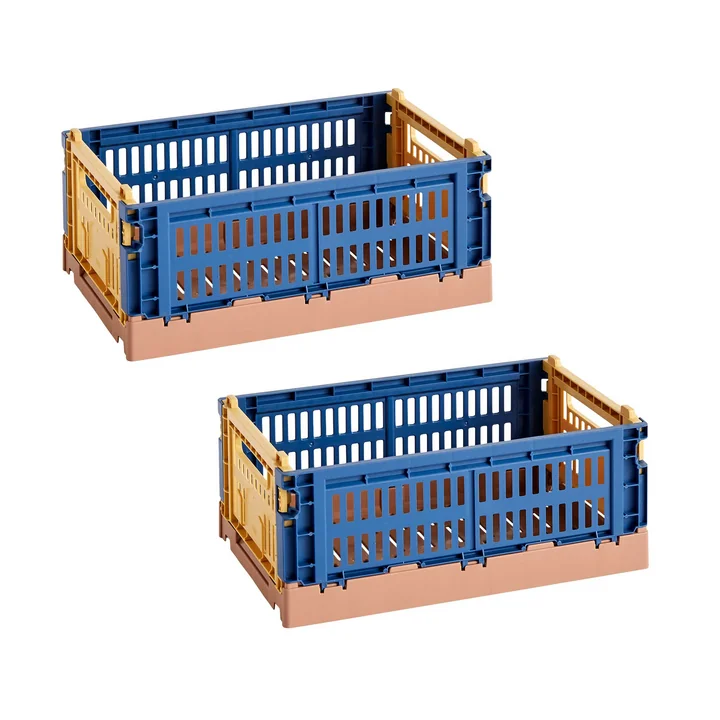 HAY - Colour Crate Mix Panier S, 26,5 x 17 cm, dark blue, recycled (lot de 2)