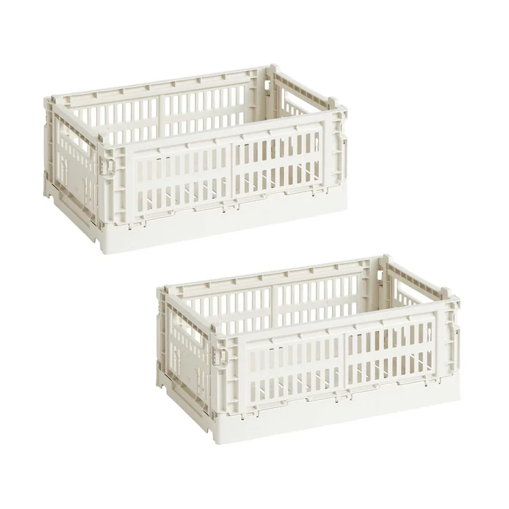 HAY - Colour Crate Panier S, 26,5 x 17 cm, off white, recycled (lot de 2)