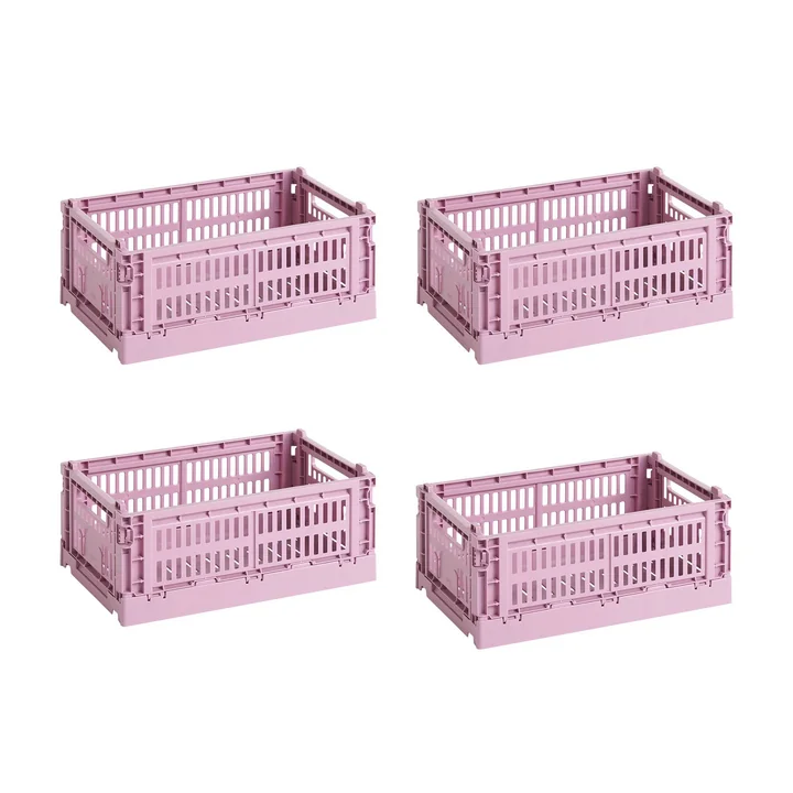 HAY - Colour Crate Panier S, 26,5 x 17 cm, dusty rose, recycled (set de 4)